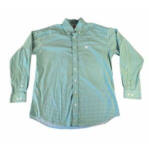 Men's Cinch Long Sleeve Shirt Size Medium Teal Checkered Color